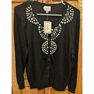 Black cardigan w/ beaded embellishments by eci New York size XL NWT